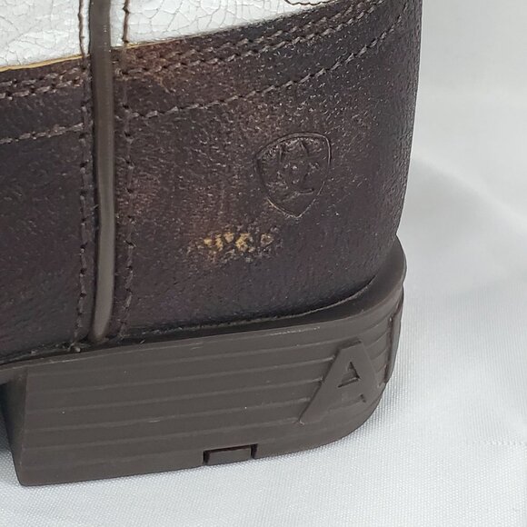 Ariat Kids' Sorting Pen Western Boots Leather Western Boots US 2.5 Brown & White - Picture 13 of 13